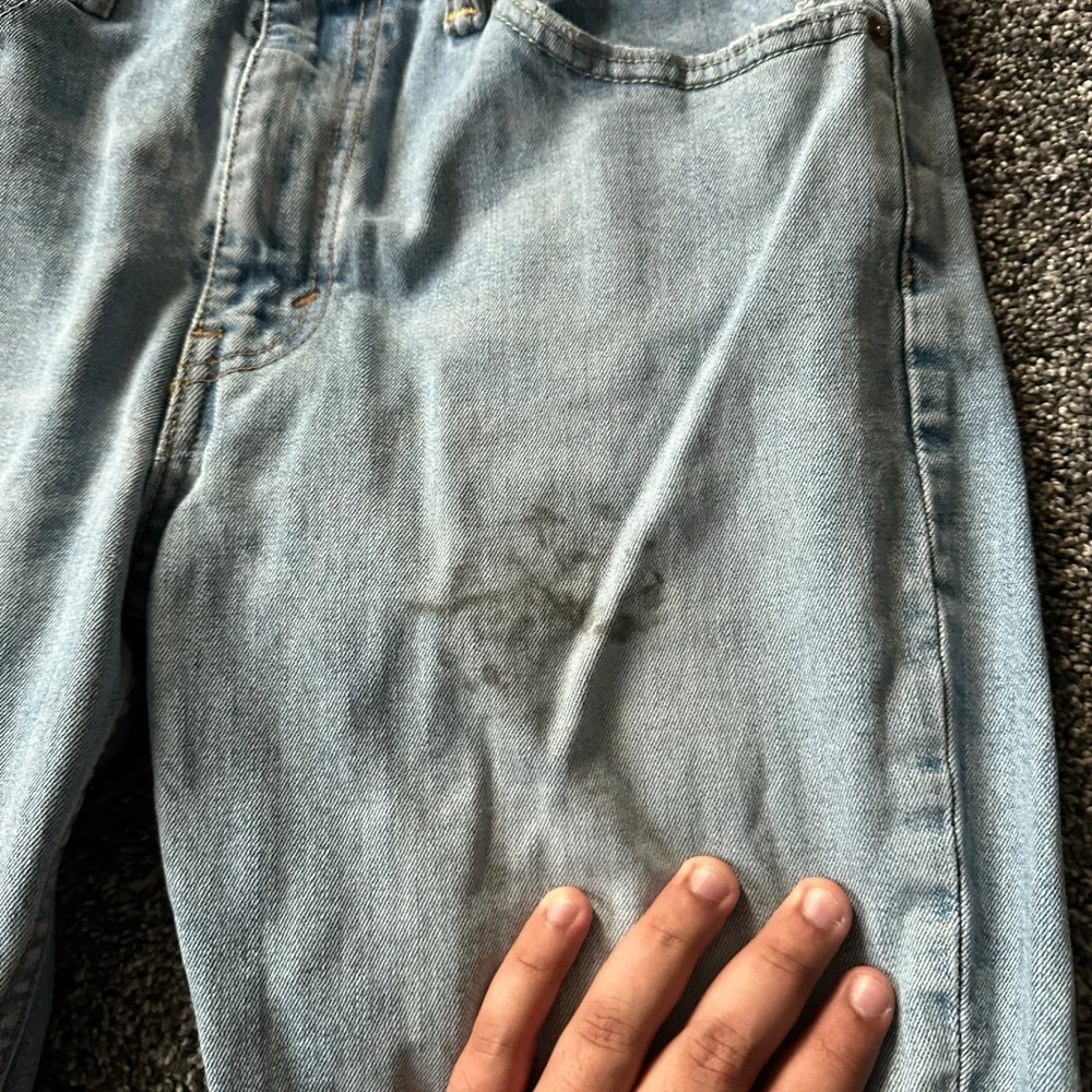 Levi's‎ 511 Jeans Mens 34x30 Blue Light Wash Denim Slim Straight Fit Distressed
